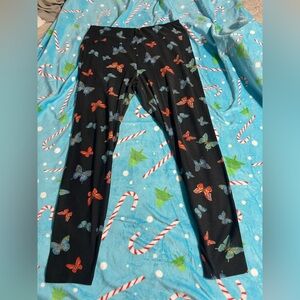 No Boundaries Black Leggings with Colorful Butterfly Print